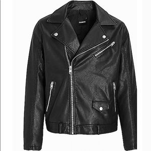 Vegan Leather Asymmetrical Zip Moto Jacket Sz L